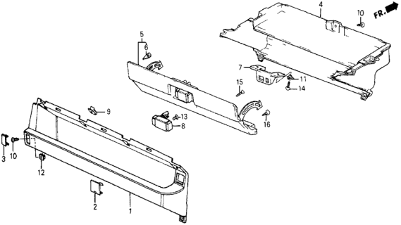 1985 Honda Civic Glove Box Components Diagram