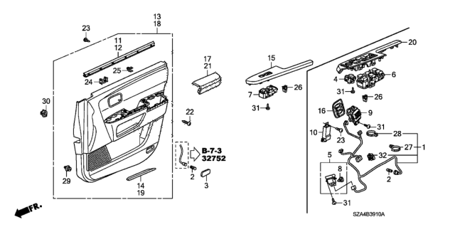 2009 Honda Pilot Front Door Lining Diagram