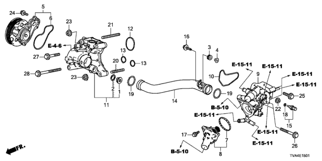 2020 Honda Accord 4 Door 20SPT KA 6MT Water Pump (2.0L) Diagram