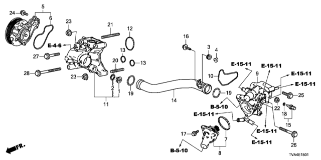 2019 Honda Accord Water Pump (2.0L) Diagram