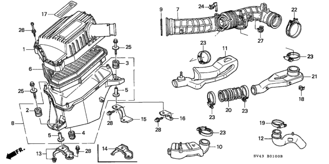 1994 Honda Accord Spring, Air Flow Tube Diagram for 17249-PS4-000