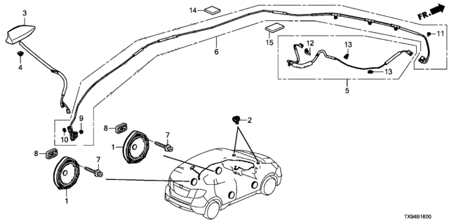 2014 Honda Fit EV Radio Antenna - Speaker Diagram