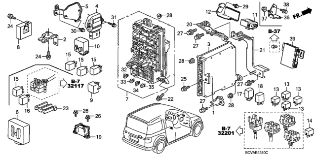 2009 Honda Element Bracket, Engine Control Module Diagram for 79820-S5D-A01