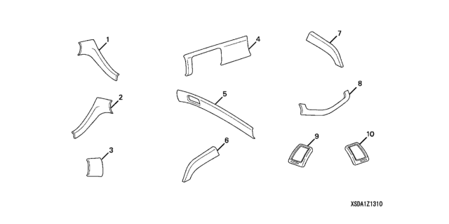2007 Honda Accord 2 Door EXL KA 5MT Interior Trim Kit (Metal Look) Diagram