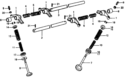 1977 Honda Civic 3 Door ** (1200) ** 4MT Valve - Rocker Arm Diagram