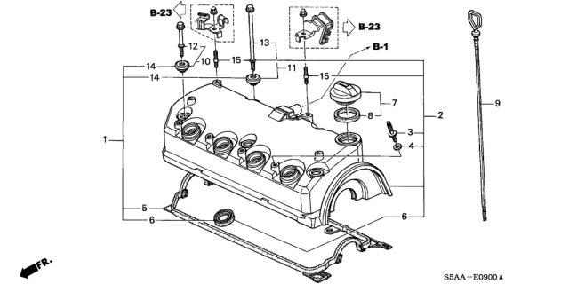 2004 Honda Civic Cylinder Head Cover Diagram