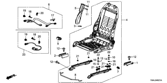 2021 Honda Civic Front Seat Components (Passenger Side) Diagram