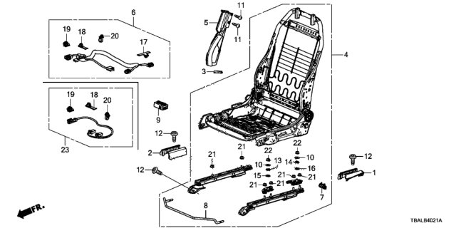 2020 Honda Civic Front Seat Components (Passenger Side) Diagram