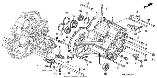1994 Honda Civic 2 Door EX (ABS) KA 4AT AT Transmission Housing Diagram