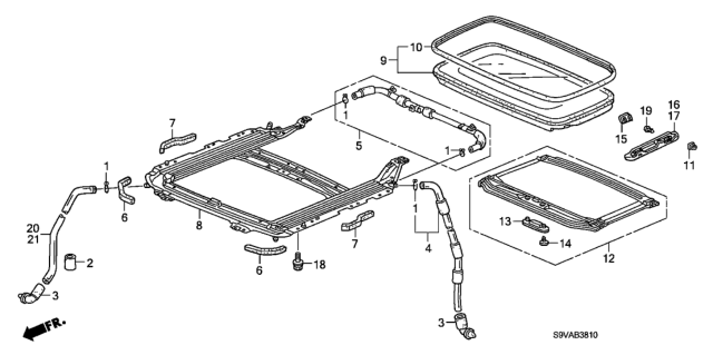 2008 Honda Pilot 5 Door EXL (2WD NAVIGATION) KA 5AT Sliding Roof Diagram