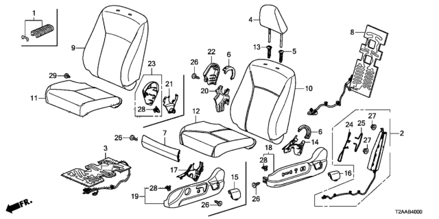 2017 Honda Accord Headrest Assy., FR. (Typee) (LEA) Diagram for 81140-T2F-A42ZM