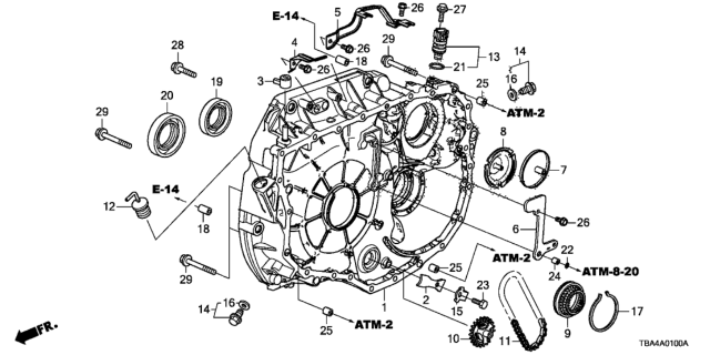 2016 Honda Civic AT Torque Converter Case Diagram