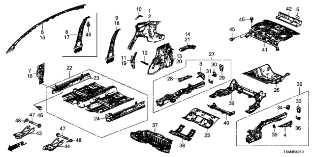 2021 Honda Insight PLR L, FR. INN Diagram for 64531-TEX-305ZZ