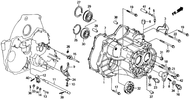 1990 Honda Civic 4 Door LX KA 4AT AT Transmission Housing Diagram