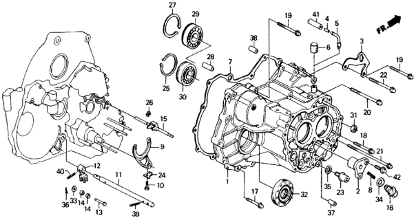 1991 Honda Civic AT Transmission Housing Diagram