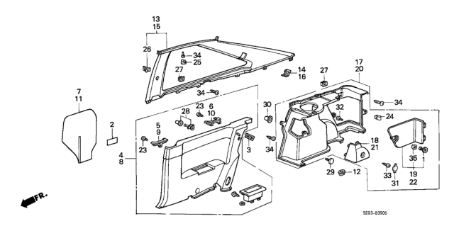 1987 Honda Accord Cover, RR. Seat Striker *NH1L* (BLACK) Diagram for 78186-SA5-000ZB