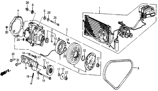 1985 Honda Civic Clutch Set, Compressor Diagram for 38011-PE0-010