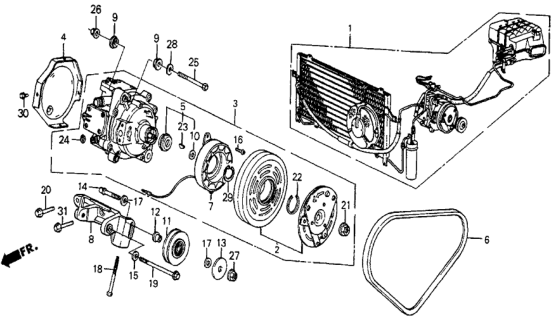 1985 Honda Civic Air Conditioner Diagram for A2500-140-84SB346