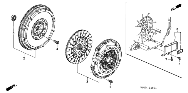 2003 Honda Accord Cover, Clutch Case Diagram for 21350-PGE-000