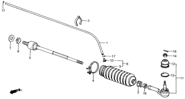 1985 Honda Civic Dust Seal, Tie Rod Diagram for 53534-SB4-305