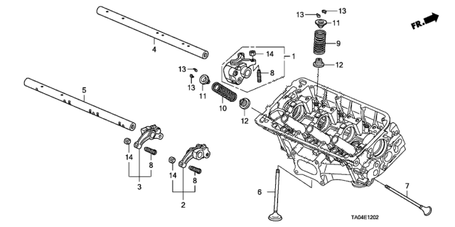 2011 Honda Accord 4 Door EX-V6 KA 5AT Valve - Rocker Arm (Rear) (V6) Diagram