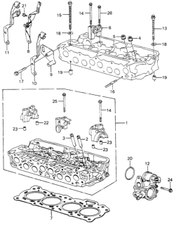 1981 Honda Civic Cylinder Head Assembly Diagram for 12010-PA6-020