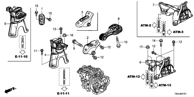 2019 Honda Civic Bracket,Torquerod Lw Diagram for 50690-TBA-A01