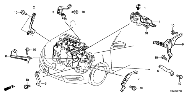 2019 Honda Civic Engine Wire Harness Stay (2.0L) Diagram