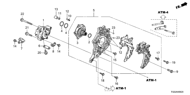 2021 Honda Civic 5 Door LX KA CVT AT Oil Pump - Stator Shaft Diagram