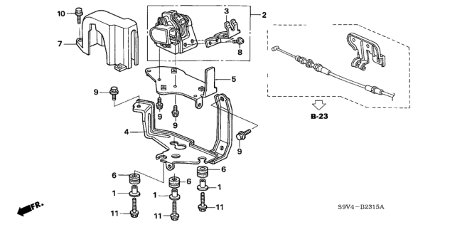 2005 Honda Pilot Bracket, Accelerator Pedal Sensor Diagram for 37976-RDJ-A01