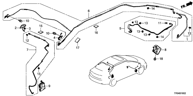 2012 Honda Civic Antenna Assembly, Xm (Dyno Blue Pearl) Diagram for 39150-TR0-A01ZA