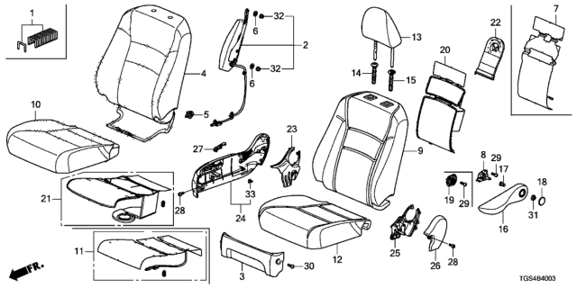 2020 Honda Passport HEADREST ASSY., FR. (TYPEV) (LEA) Diagram for 81140-TG7-A51ZF