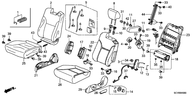 2011 Honda Element Front Seat (Driver Side) Diagram