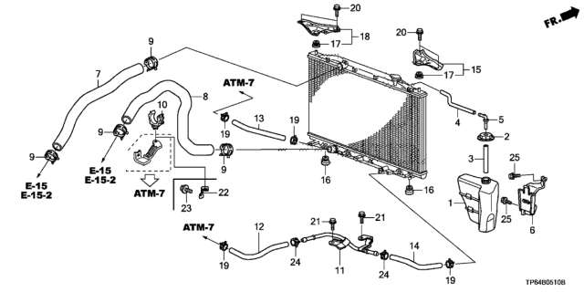 2010 Honda Crosstour Radiator Hose - Reserve Tank (V6) Diagram