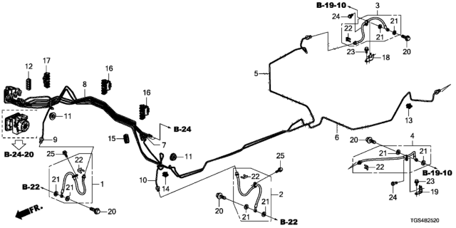 2021 Honda Passport 5 Door TRG (2WD) KA 9AT Brake Lines Diagram