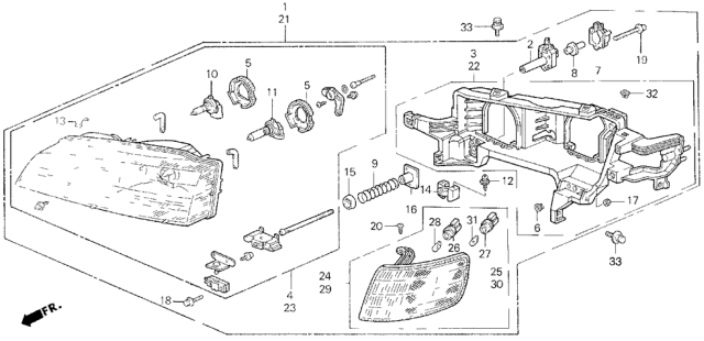 1994 Honda Accord Lamp Unit, Driver Side Diagram for 34351-SV4-A01
