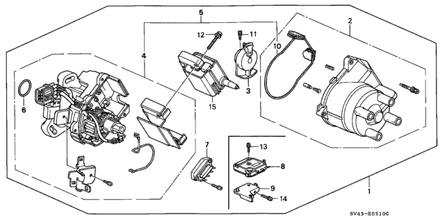 1994 Honda Accord 4 Door EX KA 5MT Distributor (Hitachi) Diagram
