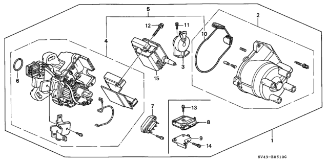 1995 Honda Accord Housing, Distributor Diagram for 30105-P0A-A01