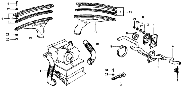 1975 Honda Civic Garnish, L. Defroster Diagram for 66910-634-000