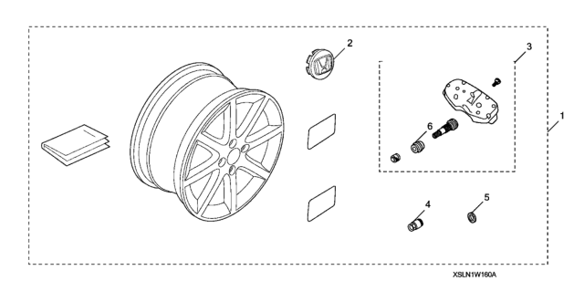 2008 Honda Fit 5 Door BASE KA 5AT 16" Alloy Wheel Diagram