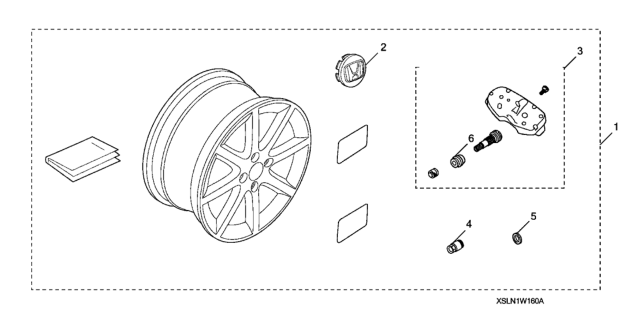 2008 Honda Fit Wheel, Alloy (16") (Tpms) Diagram for 08W16-SLN-100A