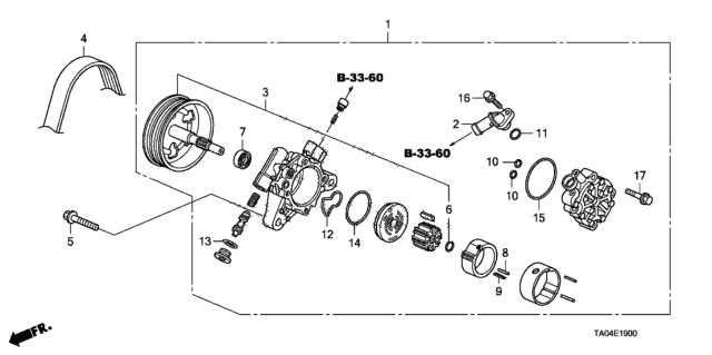 2011 Honda Accord Power Steering Pump, Reman Diagram for 56100-R40-P05RM