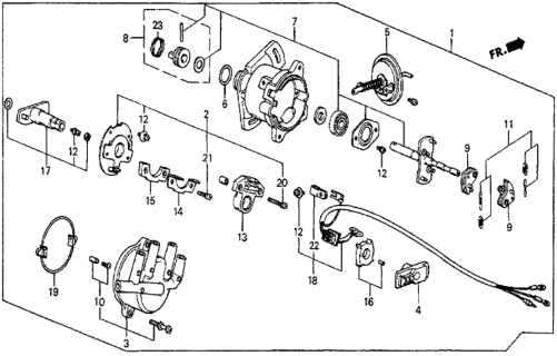 1983 Honda Prelude 2 Door DX KA 5MT Distributor (Hitachi) Diagram