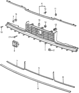 1983 Honda Accord 3 Door LX KA HMT Front Grille Diagram