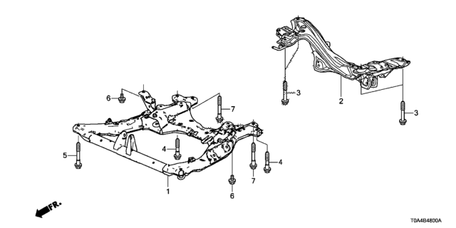 2014 Honda CR-V Front Sub Frame - Rear Beam Diagram