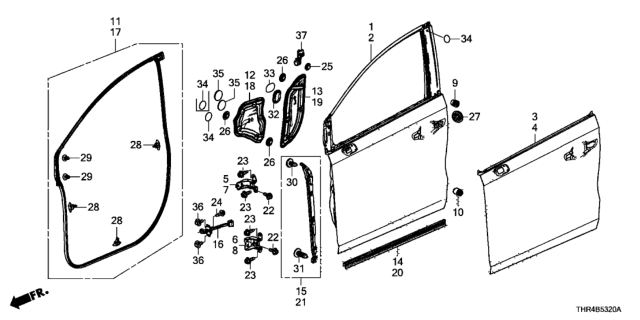 2019 Honda Odyssey Seal A, L. FR. Door Hole Diagram for 72361-THR-A01