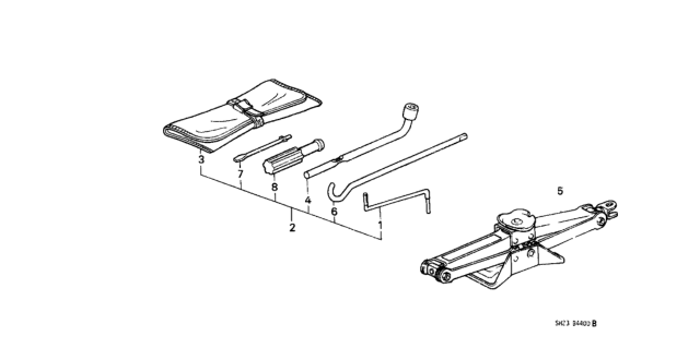 1991 Honda CRX Tools - Jack Diagram