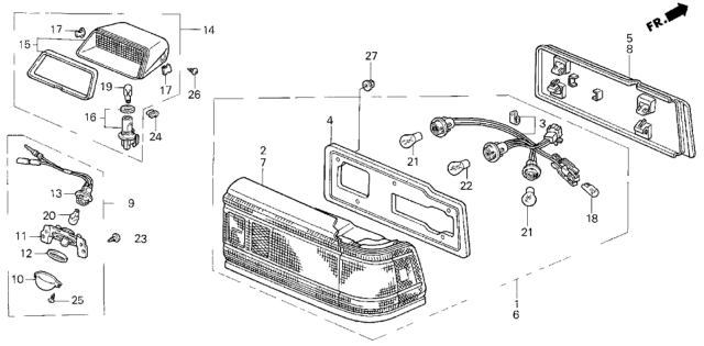 1988 Honda Civic Housing, L. Diagram for 33551-SH4-A01