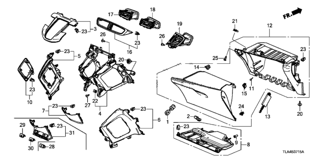 2017 Honda CR-V Instrument Panel Garnish (Passenger Side) Diagram