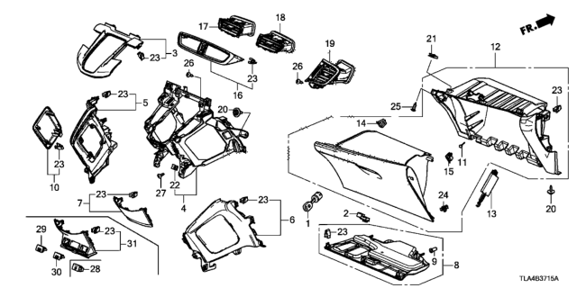 2017 Honda CR-V Bracket, Center (Lower) Diagram for 77295-TLA-A01